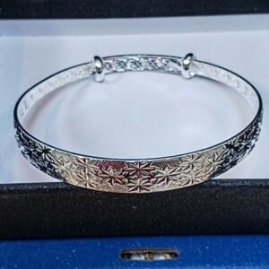 Sterling Silver 925 Patterned Design Bangle Bracelet - NEW